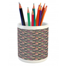 Pastel Abstract Leaves Pencil Pen Holder