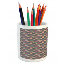 Pastel Abstract Leaves Pencil Pen Holder