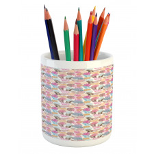 Colorful Doodle Leaves Pencil Pen Holder