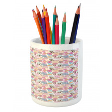 Colorful Doodle Leaves Pencil Pen Holder