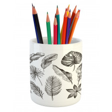 Monochrome Exotic Leaf Pencil Pen Holder