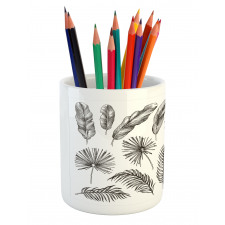 Monochrome Exotic Leaf Pencil Pen Holder