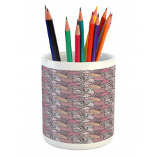 Pastel Tropical Leaves Pencil Pen Holder