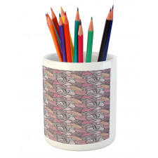 Pastel Tropical Leaves Pencil Pen Holder