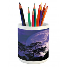 Trees on a Field at Night Pencil Pen Holder