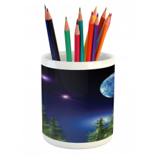 Cosmic Night Pine Trees Pencil Pen Holder