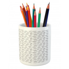 Repeating Uncolored Flies Pencil Pen Holder