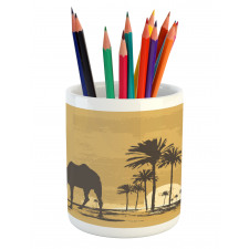 Camel and Palm Trees Sunset Pencil Pen Holder