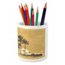 Camel and Palm Trees Sunset Pencil Pen Holder