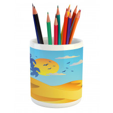 Cartoon Desert Landscape Palms Pencil Pen Holder