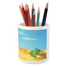 Cartoon Desert Landscape Palms Pencil Pen Holder