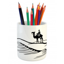 Monochromatic Man on Camel Pencil Pen Holder