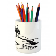 Monochromatic Man on Camel Pencil Pen Holder