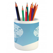 Round Snowflake Trees Pencil Pen Holder