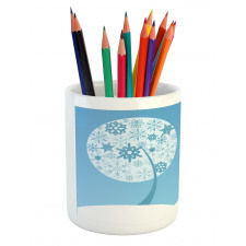 Round Snowflake Trees Pencil Pen Holder