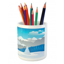 Snow-Capped Mountains Pencil Pen Holder