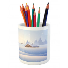 Village Landscape View Pencil Pen Holder