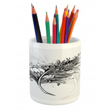 Doodle Style Plumage Boho Pencil Pen Holder