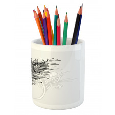 Doodle Style Plumage Boho Pencil Pen Holder