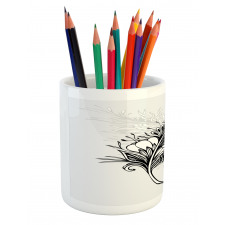 Doodle Style Plumage Boho Pencil Pen Holder