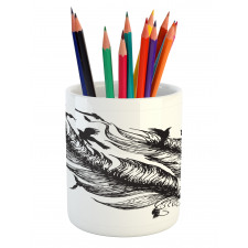 Flying Bird Silhouettes Pencil Pen Holder