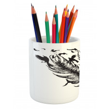 Flying Bird Silhouettes Pencil Pen Holder