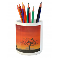 Tree and Animals Landscape Pencil Pen Holder