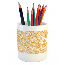 Egypt Map Flower Pencil Pen Holder