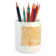 Egypt Map Flower Pencil Pen Holder