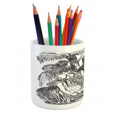 Old Engraving Baby Pencil Pen Holder