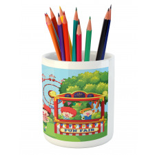 Cheerful Children at Fun Fair Pencil Pen Holder