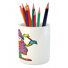 Whimsical Man with Magic Wand Pencil Pen Holder