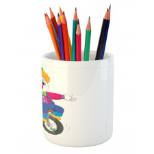 Circus Humorous Boy on Wheel Pencil Pen Holder