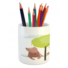 Bear Fox Child Sit on a Wire Pencil Pen Holder