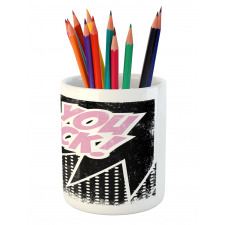 Halftone Style Text Bubble Pencil Pen Holder