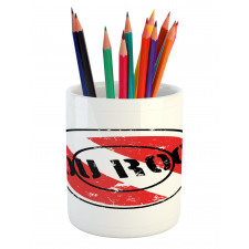 Grunge Look Stamp Graphic Pencil Pen Holder