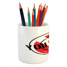 Grunge Look Stamp Graphic Pencil Pen Holder