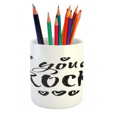 Charcoal Heart Ornaments Pencil Pen Holder