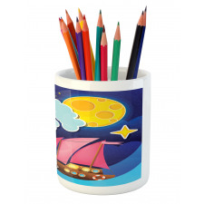 Sailing Boat Cartoon Pencil Pen Holder