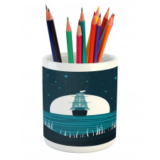 Moonlight on Water Ship Pencil Pen Holder