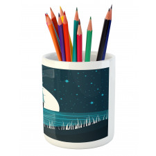 Moonlight on Water Ship Pencil Pen Holder