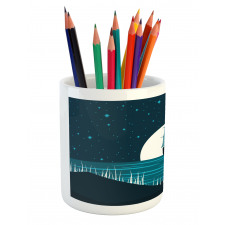 Moonlight on Water Ship Pencil Pen Holder