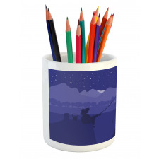 Fisherman Moon River Pencil Pen Holder