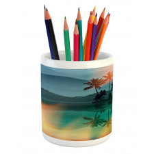 Sea and Palm Trees Art Pencil Pen Holder