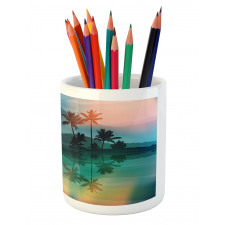 Sea and Palm Trees Art Pencil Pen Holder