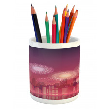 Cityscape Fireworks Pencil Pen Holder