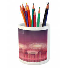 Cityscape Fireworks Pencil Pen Holder