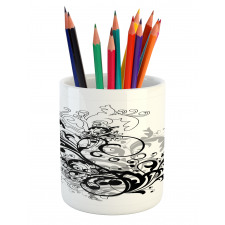 Monochrome Abstract Leaves Pencil Pen Holder