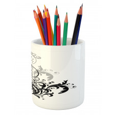 Monochrome Abstract Leaves Pencil Pen Holder