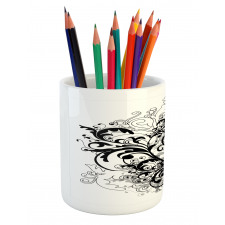 Monochrome Abstract Leaves Pencil Pen Holder